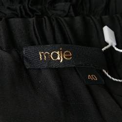 Pre Owned Maje Black Crepe Ruffled Mini Skirt L