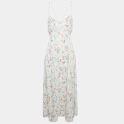 Maje White Printed Crepe Lace-Up Retake Midi Dress L