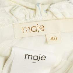 Maje White Printed Crepe Lace-Up Retake Midi Dress L