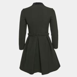 Maje Black Gabardine Pleated Zip-Up Mini Dress S