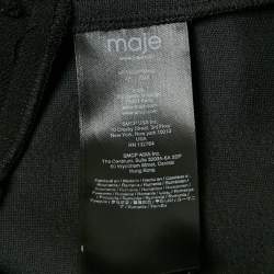 Maje Black Gabardine Pleated Zip-Up Mini Dress S