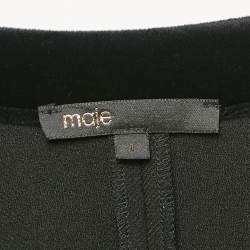 Maje Black Gabardine Pleated Zip-Up Mini Dress S