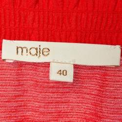 Maje Red Crepe Smocked Waist Ritha Mini Dress M