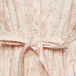 Pre Owned Maje Pink Floral Print Cotton Cut-Out Short Dress XL