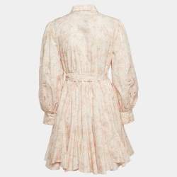 Pre Owned Maje Pink Floral Print Cotton Cut-Out Short Dress XL