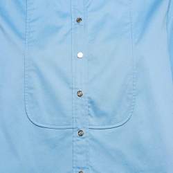 Pre Owned Maje Blue Cotton Pleated Crop Shirt L