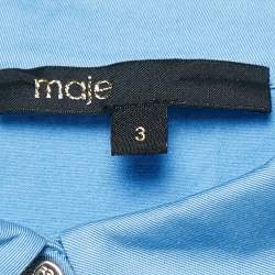 Pre Owned Maje Blue Cotton Pleated Crop Shirt L