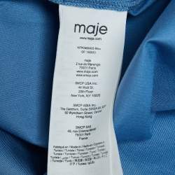 Pre Owned Maje Blue Cotton Pleated Crop Shirt L