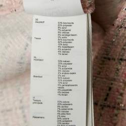 Pre Owned Maje Pink Lurex Tweed Fringed Hem Knee-Length Skirt XL