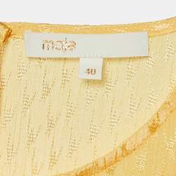 Maje Yellow Crepe Textured Mini Flared Dress L
