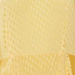 Maje Yellow Crepe Textured Mini Flared Dress L