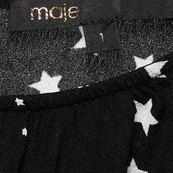 Pre Owned Maje Black Star Print Crepe Asymmetric Midi Dress S