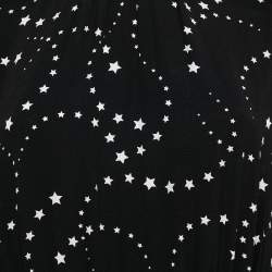Pre Owned Maje Black Star Print Crepe Asymmetric Midi Dress S