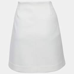 Maje White Crepe Palm Jewels Embroidered Crepe Pencil Skirt XL
