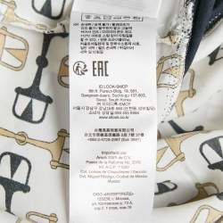 Maje Black/White Horse Bit Print Knit and Crepe Midi Dress S