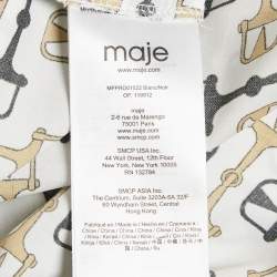 Maje Black/White Horse Bit Print Knit and Crepe Midi Dress S