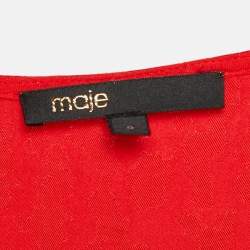 Pre Owned Maje Red Jacquard Smocked Mini Dress M