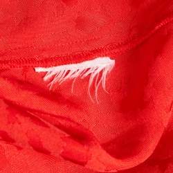 Pre Owned Maje Red Jacquard Smocked Mini Dress M