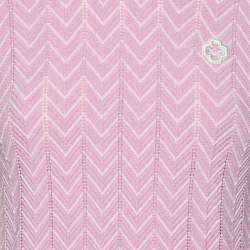 Pre Owned Maje Pink/White Chevron Knit Crew Neck Top S