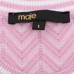 Pre Owned Maje Pink/White Chevron Knit Crew Neck Top S