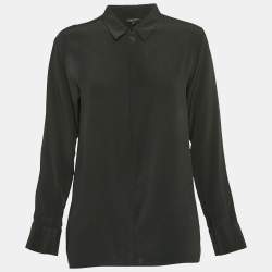 Maje Black Crepe Button Front Shirt M