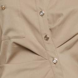 Maje Beige Wool Ruched Mini Shirt Dress S