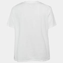 Pre Owned Maje White Studded Cotton Round Neck T-Shirt L