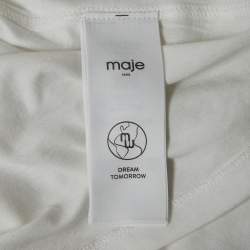 Pre Owned Maje White Studded Cotton Round Neck T-Shirt L