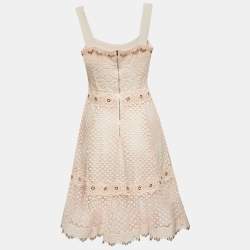 Pre Owned Maje Pink Peach Rosalina Lace Shoulder Strap Mini Dress S