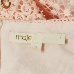 Pre Owned Maje Pink Peach Rosalina Lace Shoulder Strap Mini Dress S