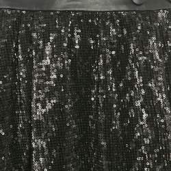 Pre Owned Maje Black Sequin Detail Tulle Pleated Mini Skirt L