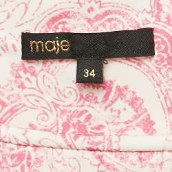 Maje White/Pink Paisley Print Crepe Pleated Mini Dress XS
