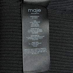 Pre Owned Maje Black Rib Knit Cut-Out Beaded Mini Dress M