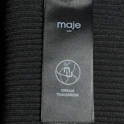 Pre Owned Maje Black Rib Knit Cut-Out Beaded Mini Dress M