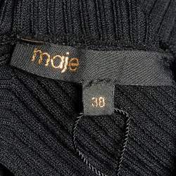 Pre Owned Maje Black Rib Knit Cut-Out Beaded Mini Dress M