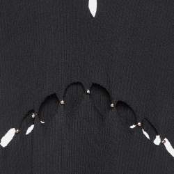Pre Owned Maje Black Rib Knit Cut-Out Beaded Mini Dress M