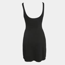 Maje Black Rib Knit Flared Mini Dress XS