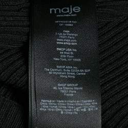 Maje Black Rib Knit Flared Mini Dress XS