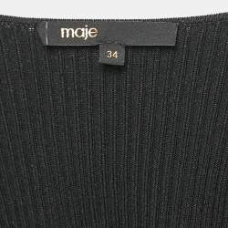 Maje Black Rib Knit Crop Cardigan XS