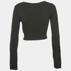 Maje Black Rib Knit Crop Cardigan XS