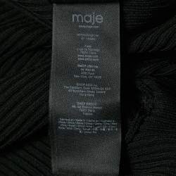 Maje Black Rib Knit Crop Cardigan XS