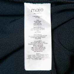 Pre Owned Maje Navy Blue Stretch Knit Shirring Waist Short Dress S