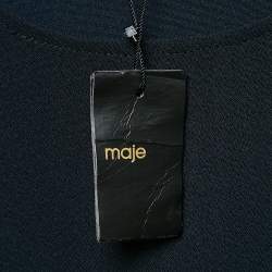 Pre Owned Maje Navy Blue Stretch Knit Shirring Waist Short Dress S