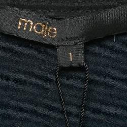 Pre Owned Maje Navy Blue Stretch Knit Shirring Waist Short Dress S
