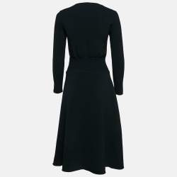 Pre Owned Maje Navy Blue Stretch Knit Shirring Waist Short Dress S