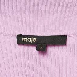 Maje Light Purple Rib Knit Buttoned Mimosalia Top M