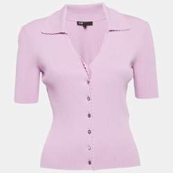 Maje Light Purple Rib Knit Buttoned Mimosalia Top M
