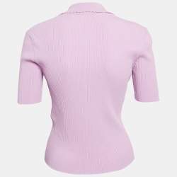 Maje Light Purple Rib Knit Buttoned Mimosalia Top M