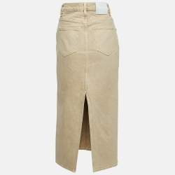 Maje Brown Denim Midi Skirt M