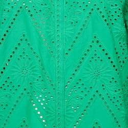 Pre Owned Maje Green Eyelet Embroidery Cotton Blouse S